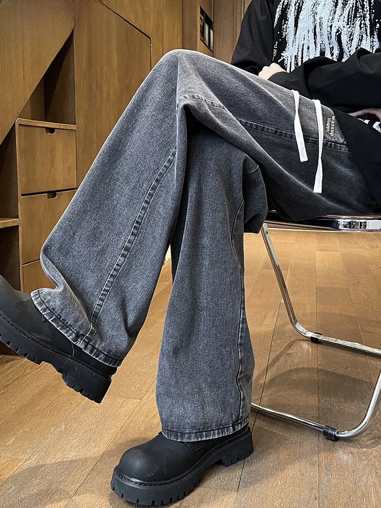 Wassup heureux américain rétro hommes jean décontracté ample jambe droite printemps automne nouveau Sle confortable coton Polyester mélange