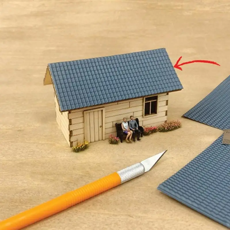 3 個のミニチュア屋根瓦シミュレーションテクスチャとモデル構築愛好家のための色クラフトモデルプロジェクトアクセサリー A2UB