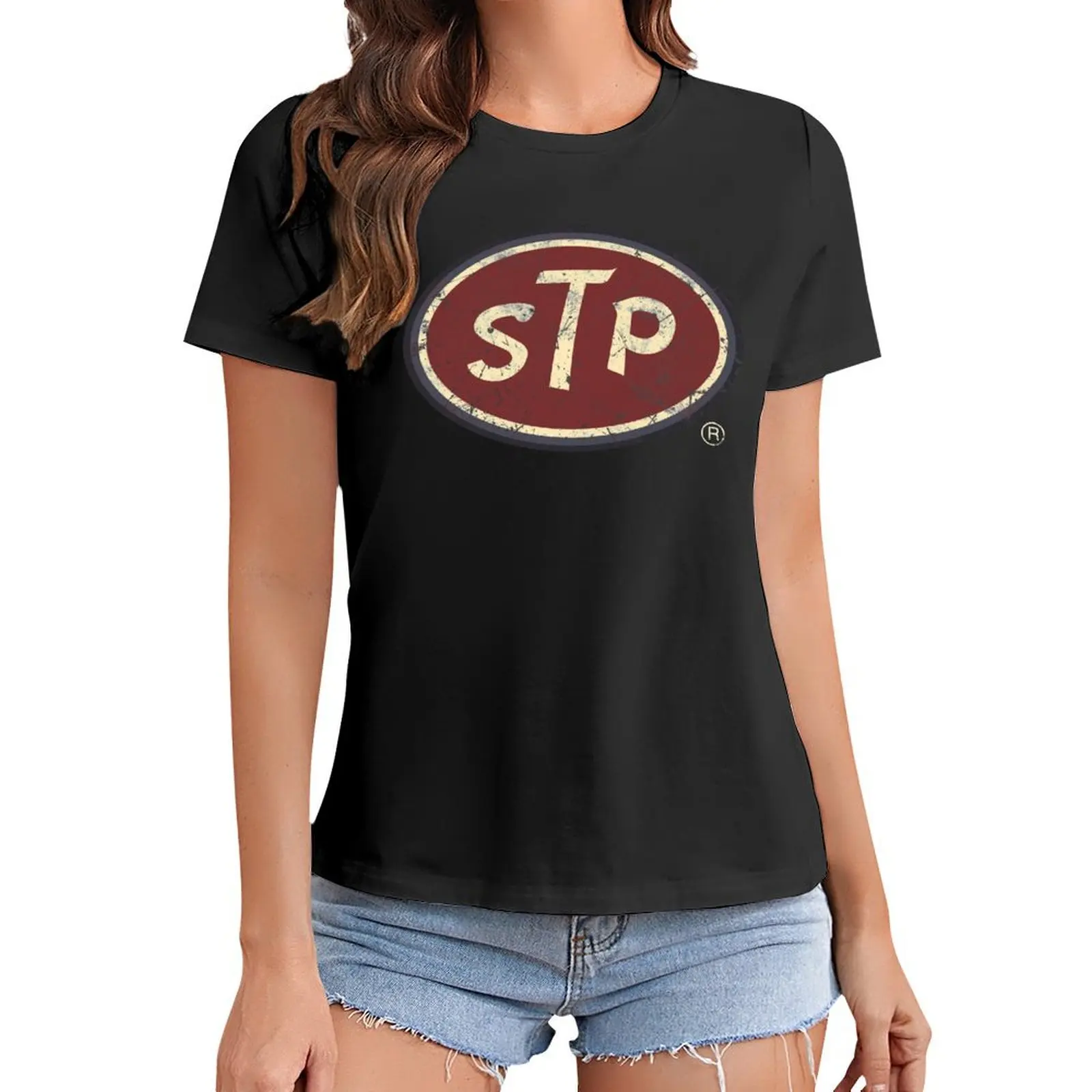 

STP Vintage Classic Oil Company T-Shirt oversized heavyweights plus sizes tops for Women