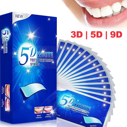 Imagen 1 del producto Tiras blanqueadoras de dientes para dientes Tiras blanqueadoras 3D/5D/9D Tiras blancas de sensibilidad reducida para blanqueamiento dental