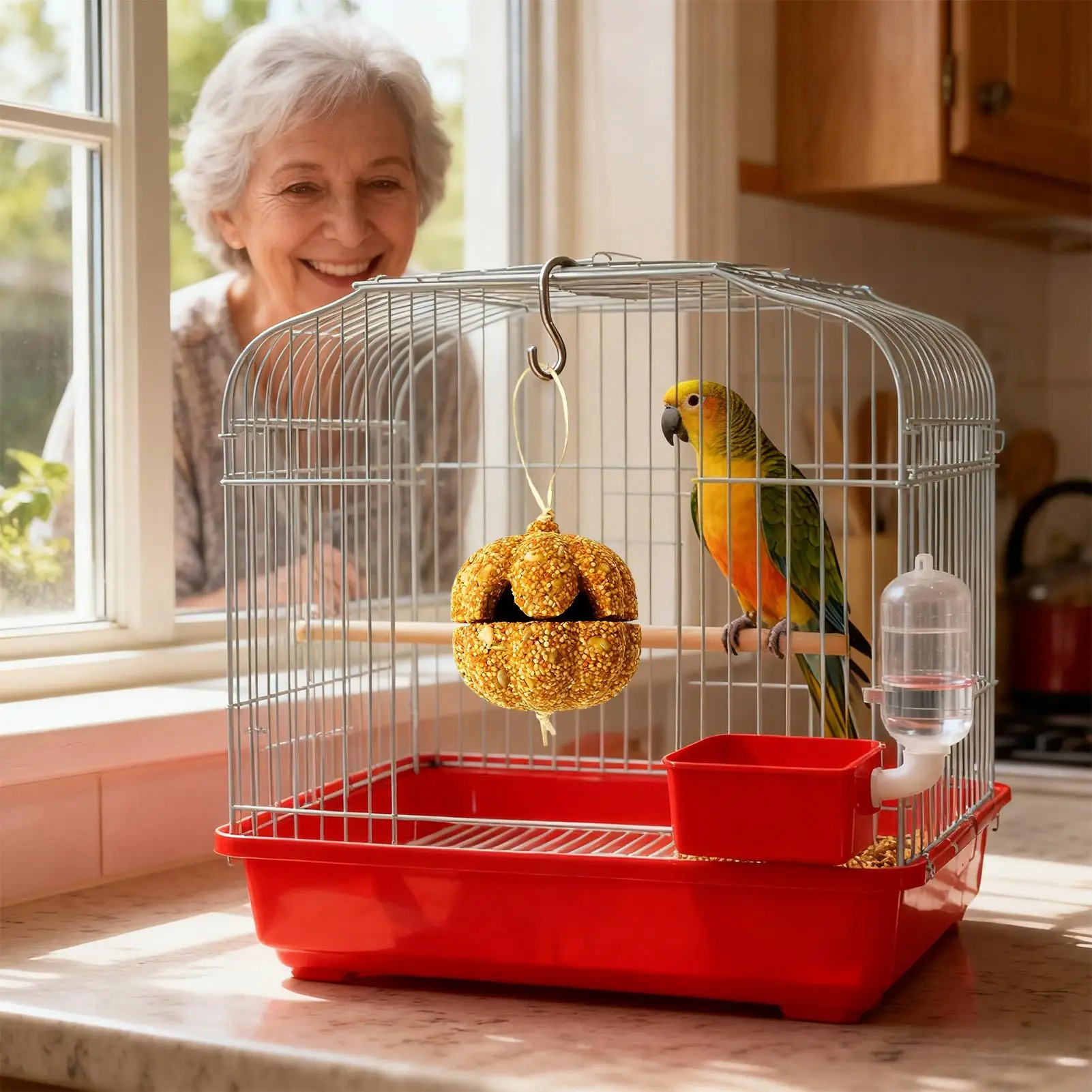 Bird Treats Pet Supplies Treat Toy Cage Pumpkin Shape Natural Chew Toy For Canary Guinea Chinchilla Lovebird Conure view 2