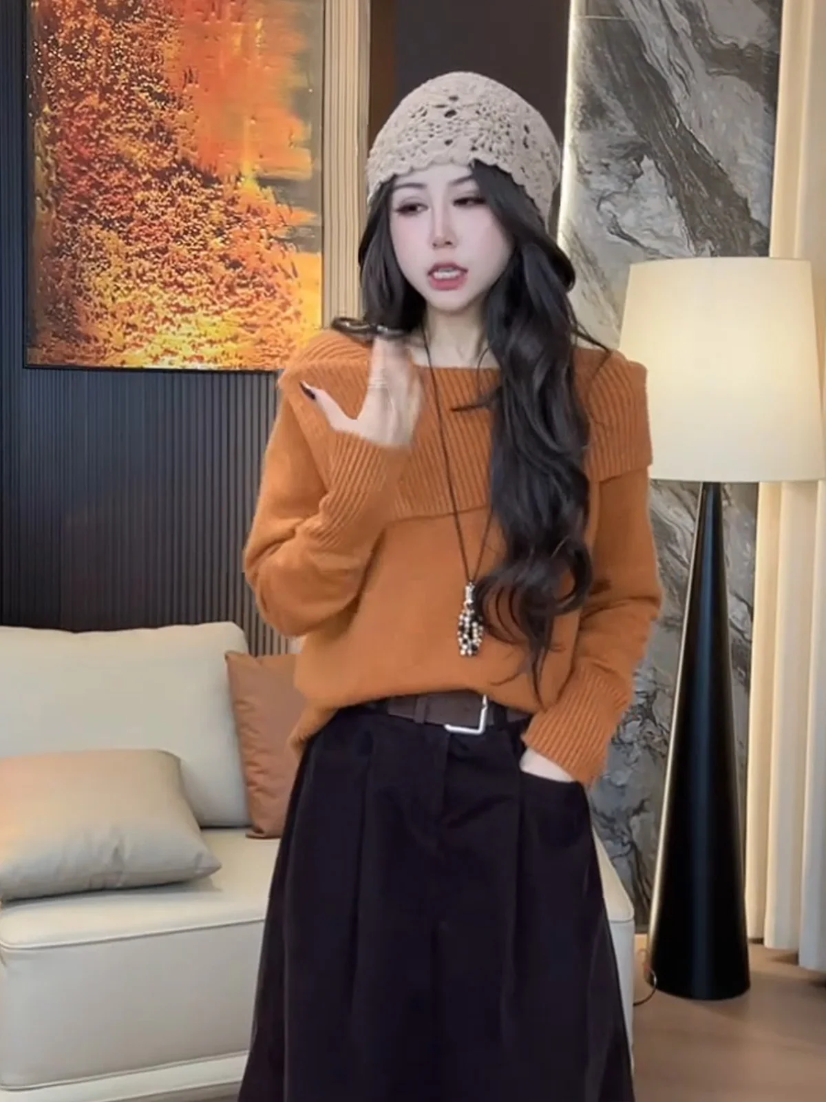 

Сексуальный вязаный свитер Lazy Sle, женский повседневный дизайн, элитный свитер, осень-зима, Новое поступление, мягкий, удобный, длинный све...