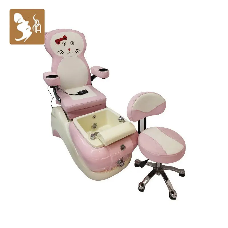 

Kids Pedicure Chair with Foot Spa Basin Pink Cute Cartoon Design Children's Salon Chair for Spa & Nail Care