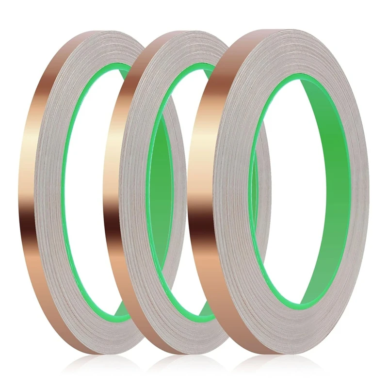 ABSE-3Pack Copper Foil Tape,Double-Sided Conductive Copper Tape Adhesive For Shielding,Grounding(1/4In,1/4In,1/2In)X21.9Yards