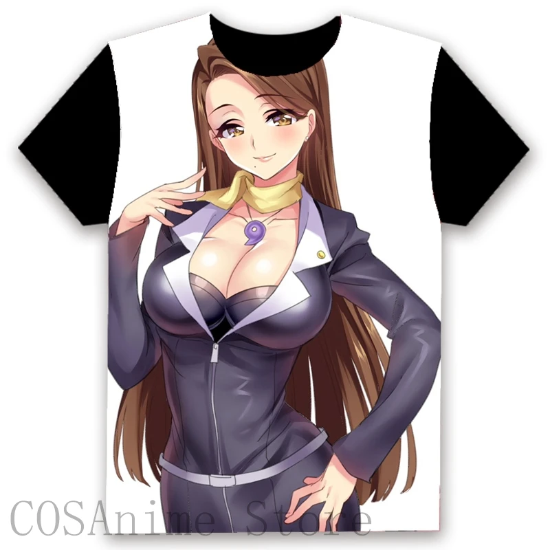 Ace Attorney Anime Role Mia Fey 3D Printed Top Black Casual Basic Short Sleeve T-shirt Men Women Cosplay Round Collar Tee A1