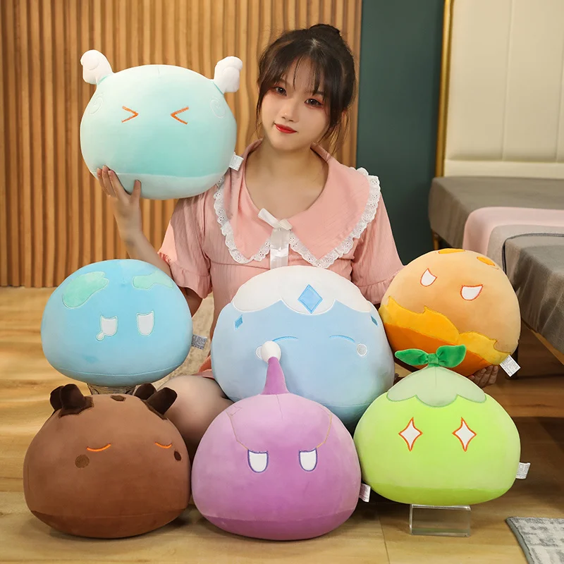 10-50cm New Game Genshin Impact Slime Plush Stuffed Anime Dolls Cute Soft Anemo Electro Pyro Slime Plush Toy Cartoon Xmas Gifts