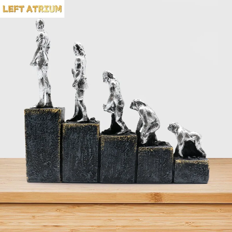 Ape Man Evolution Figure Statue Desk Decoration Resin Artwork Human Evolution Model Sculpture Room Aesthetic Decor Ornaments