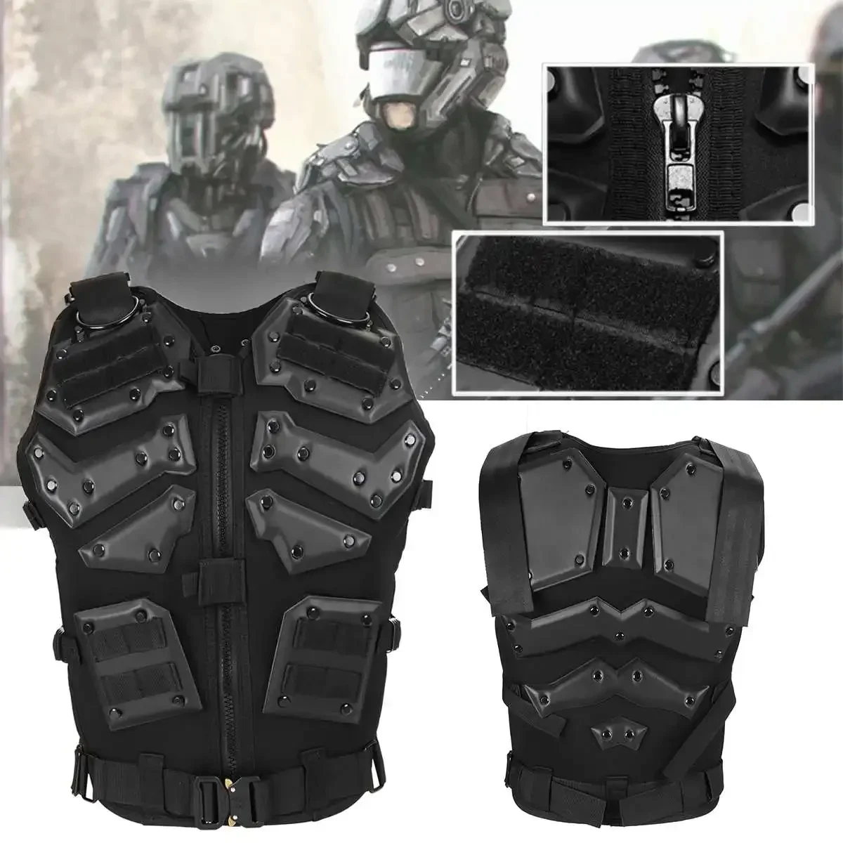 

Army Hunting Molle Vest Airsoft Vest Outdoor Body Armor Swat Combat Painball Black Vest For Men