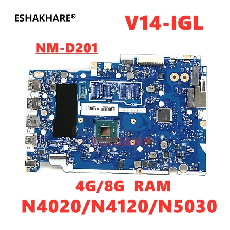 Placa base NM-D201 para ordenador portátil Lenovo V14-IGL con CPU N4020 N4210 N5030 RAM 4G 8G 5B20S44437 5B20S44439 5B21B38499