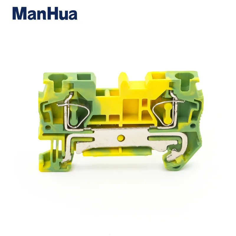 ManHua 5Pcs ST4-PE Din Rail Ground Connector Spring-cage Terminal Block Feed-through Earthing Electrical Cable 4mm² Connect