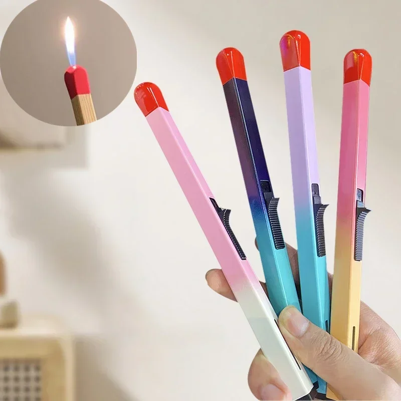 

Gradient Large Match Lighter Windproof Visual Window Open Flame Butane Inflatable Portable Candle Kitchen Lighter Gift Igniter