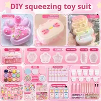 Diy Cartoon Squishy Kit Taba Squeeze Cat Paw Silicone Kneading Diy Material Set Homemade Ab Glue Handmade Mold Cute Toy For Kids