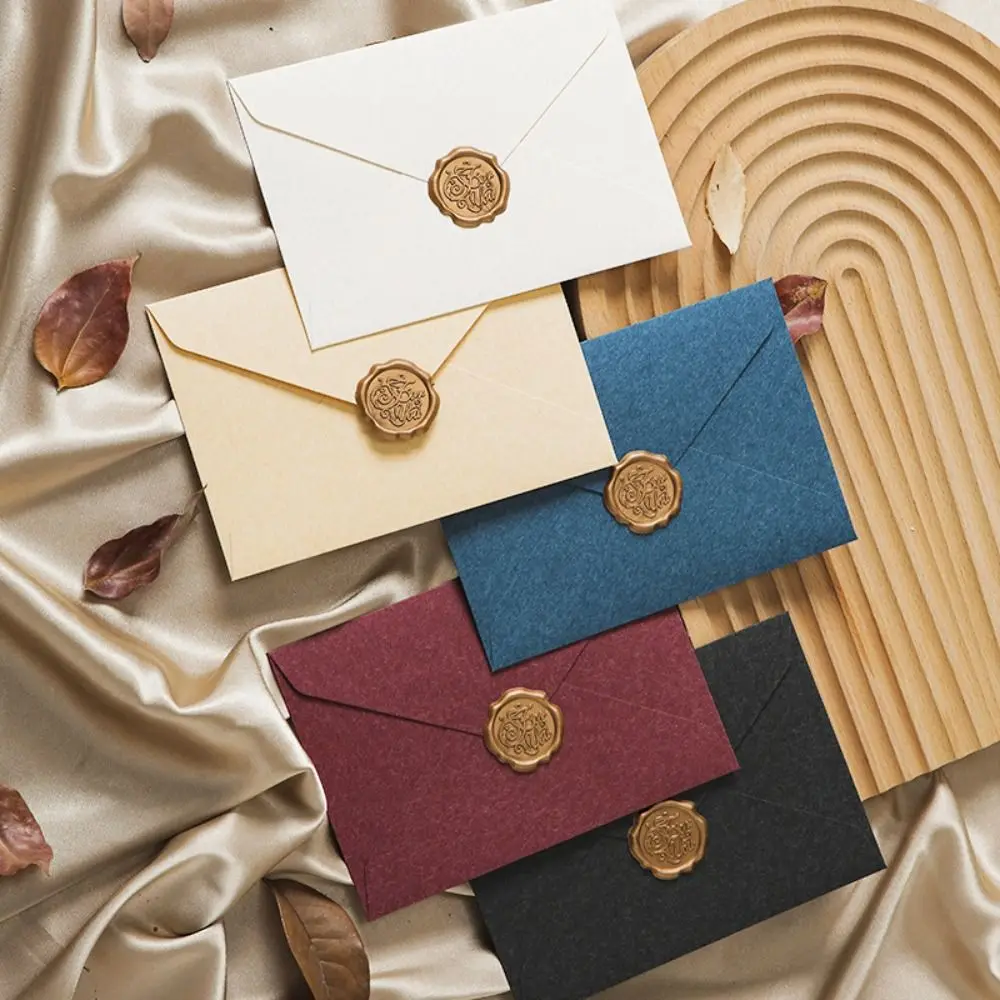 10pcs Vintage Envelopes Set Sheepskin Envelope Bronzed Seal Decoration Letter Paper Set Romantic Invitation Card