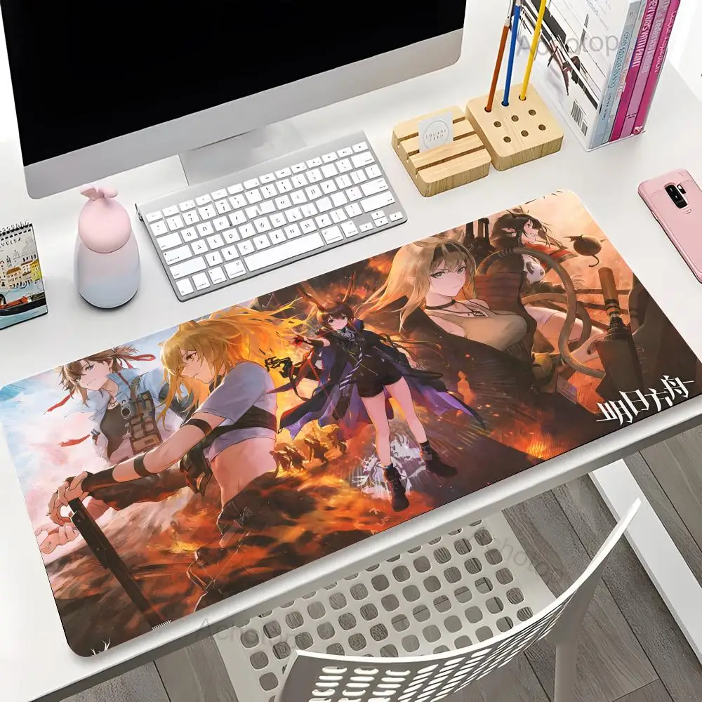 Imagem -04 - Arknights Gabinete Mouse Pad Mesa de Escritório Resistente à Sujeira Mat Protector Couro pu Mouse Pad Impermeável Desktop Keyboard 90x40 cm