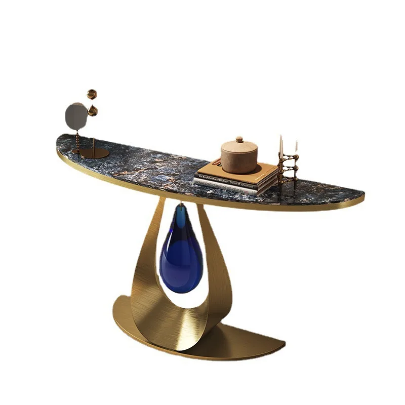 

Blue Enchantress French Light Luxury Entrance Table Villa Corridor Very Narrow Entrance Table End View Table Entrance