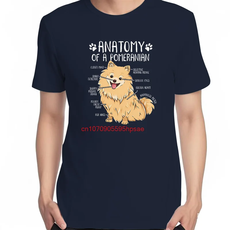 Pomeranian Dog Anatomy Funny Graphic T Shirts Summer New Shirts And T-Shirts Unisex Dog Lover Gifts Cotton Print T Shirt