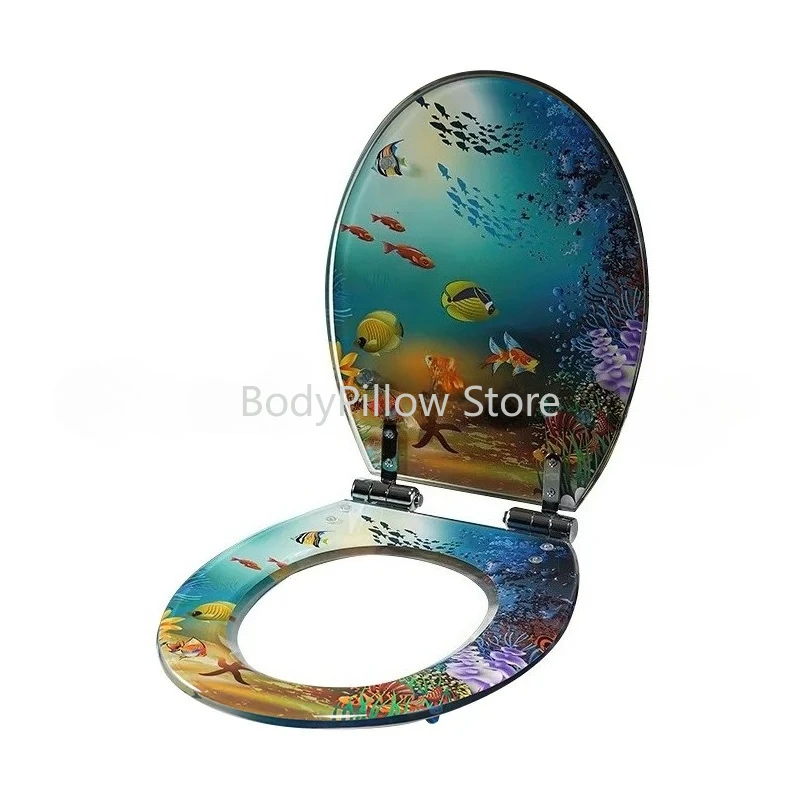 

Toilet lid household silent toilet lid universal thickened seat flush toilet ring stainless steel slow descent