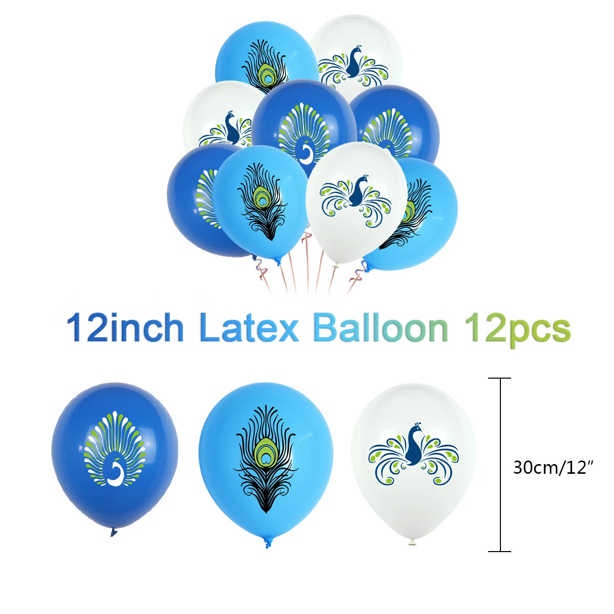 Grace Blue Peacock Birds Feather Theme Birthday Party Decoration Number Aluminum Film Balloon Baby Shower Photography Props Gift