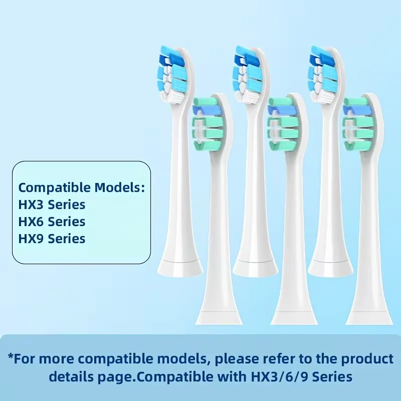 

Сменные насадки для зубных щеток, 3/6/9 шт., совместимые с насадкой для электрической зубной щетки Philips Sonicare 1100 2100 4100 5100 5300