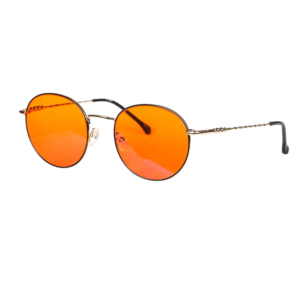 Lunettes rondes lunettes de lumière bleue femmes lentilles de protection de la lumière bleue lunettes rouge Orange y2k Anti lumière verte pour un bon sommeil