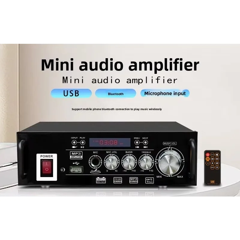 Dual Channel 50W Metal Audio Power Amplifier 12V/220V Dual-Purpose Compact Home Car Bookshelf Audio Power Amplifier