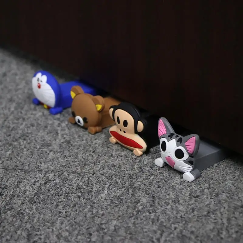 Safety Protector Cute Cartoon Silicone Figure Door Plug Wedge Door Clog Catcher Block Guard Home Office Protector Window Stopper