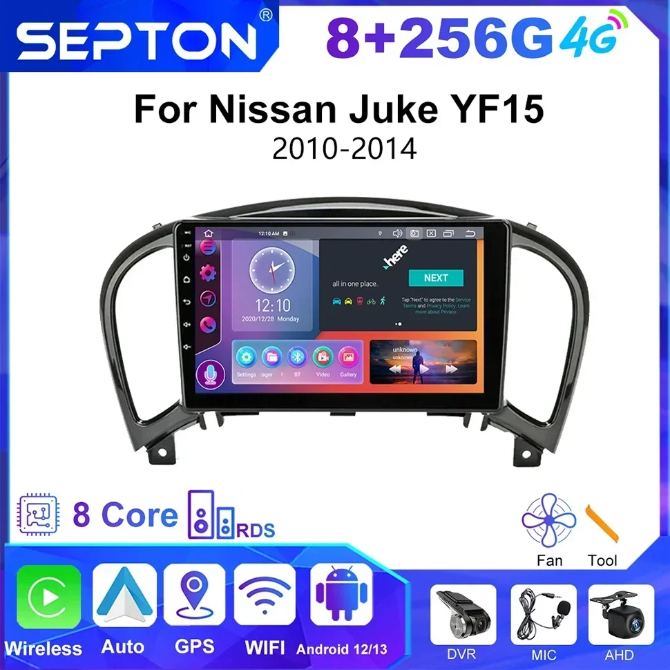

Автомобильное радио SEPTON Android 12, стерео для Nissan Juke YF15 2010-2014, мультимедийный видеоплеер CarPlay, навигация, GPS, 2Din, головное устройство