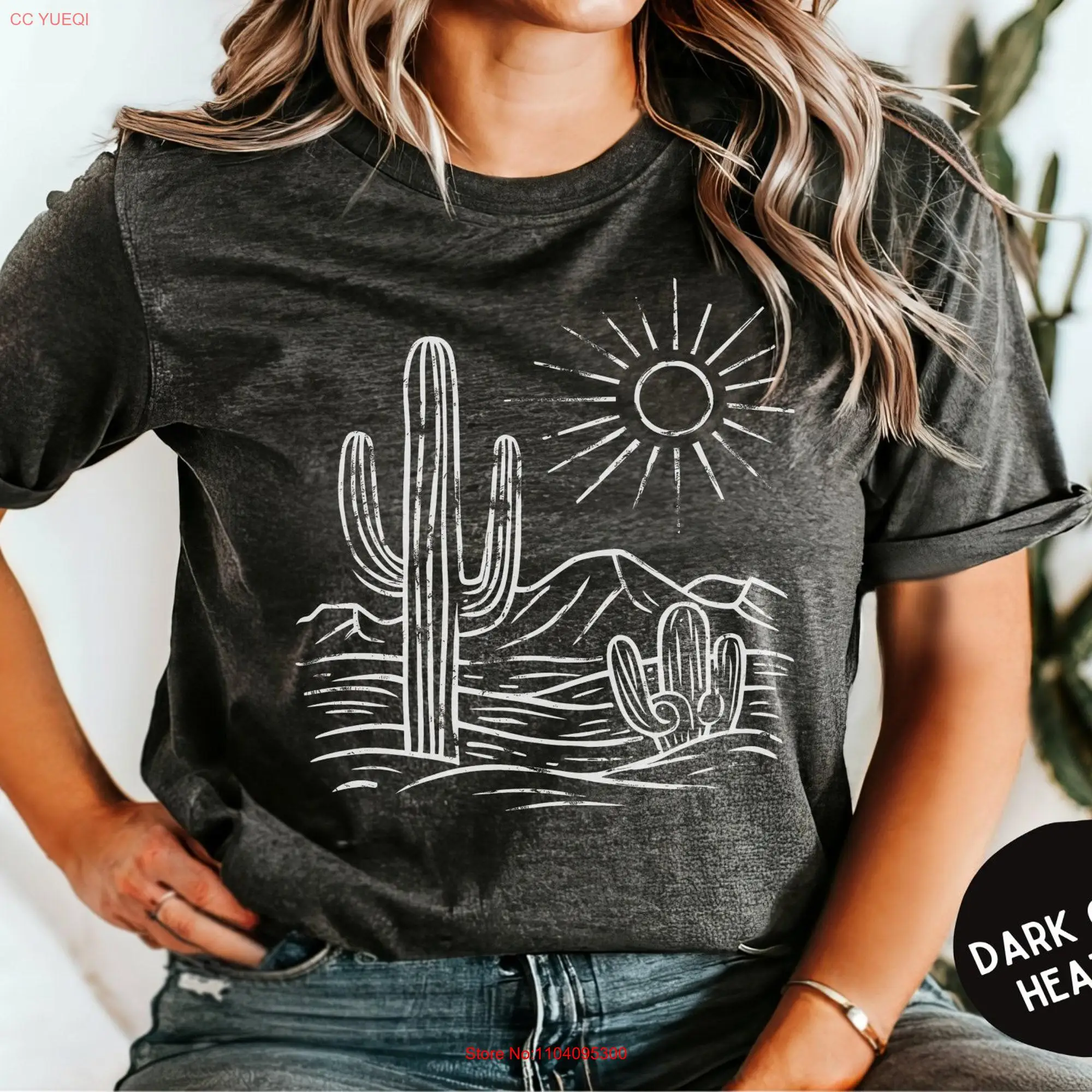 T-shirt manches longues ou courtes, vintage, paysage du sud-ouest, soleil et scène, extérieur, rétro, nature