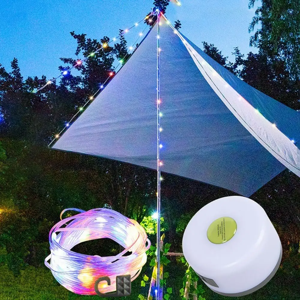 Lampu Camping Luar Ruangan 10M Tahan Air Lipat Lampu Natal dengan 8 Mode Pengisian USB Lampu Peri LED untuk Camping