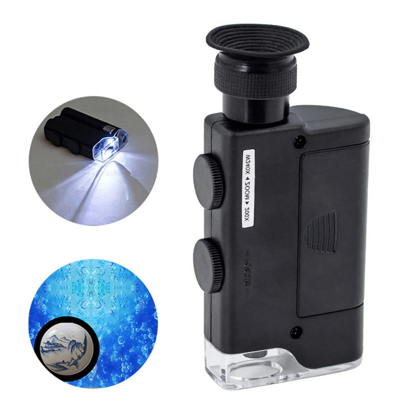 LED Light Zoom Microscope 200-240X Mini Magnifier Pocket Loupe Glass LED Lamp Zoom Magnifier for Watch Jewelry Repairing
