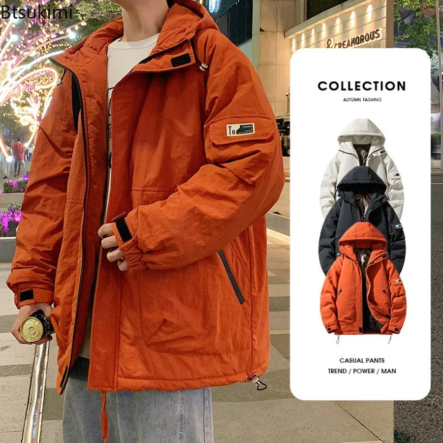 Winter Men's Warm Parkas Korean Fashion Hooded Windbreak Coats Casual Versatile Loose Thicken Down Cotton Jackets Plus Size 8XL