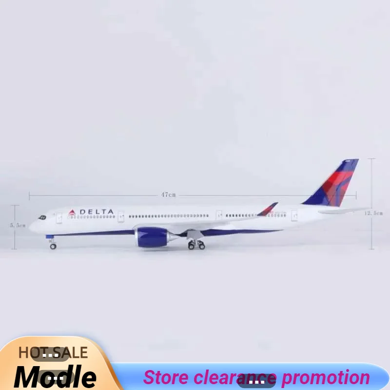 

2024 New 1/142 Scale 47CM Airplane 350 A350 Delta Airline Model LED Light & Wheel Landing Gear Plastic Resin Plane Model Toy