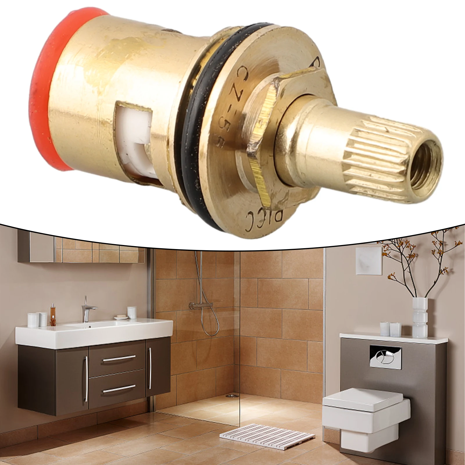 1/2 inch Ceramic Cartridge Replacement for Standard Quarter Turn Tap Valves with 20 Tooth Ceramic Disc and 45mm Height