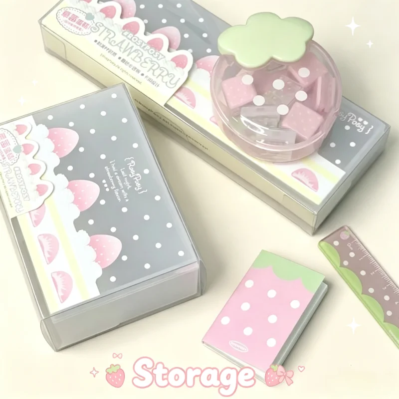 1 Pcs Dreamy Cherry Pink Transparent Frosted Storage Box Cards Film Hairpin Cosmetics Organizer & Desk Vanity Case