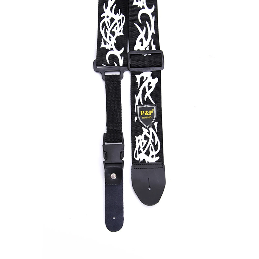 New Guitar Strap Adjustable Strap Black For Electric Acoustic Guitar Bass Guitar Strap High Quality Leather End Nylon White