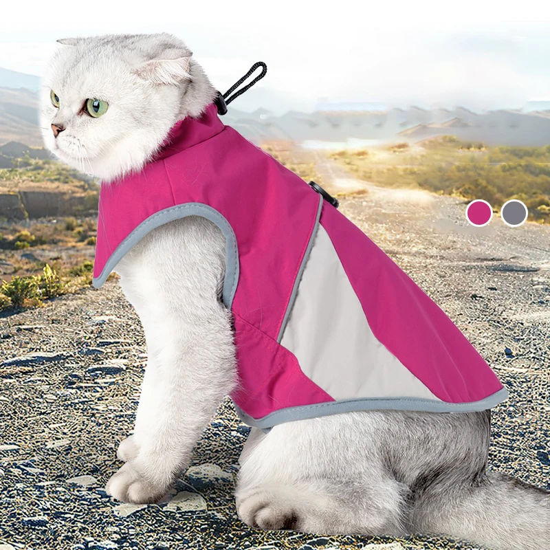 

Lightweight Windproof Outdoor Cat Jacket Adjustable High Collar Waterproof Velcro Design Cat Coats Luxury Designer Pet Clothes