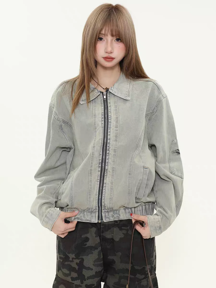 سترات بومبر للنساء سترة Techwear الخريف الحد الأدنى بسيط عادي طبقة واحدة كلينفيت ضغط زرر OL مكتب المهنية #3