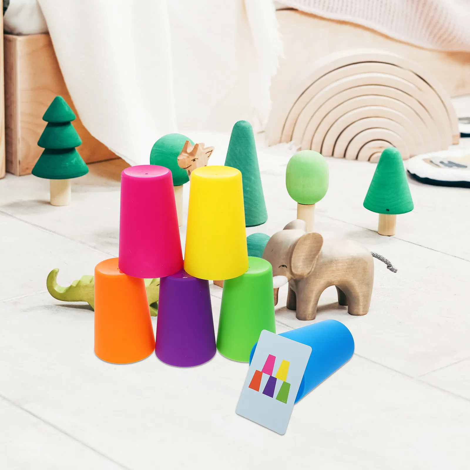 1Set Stacking Game for Kids Safe Material Cup Challenge Improve Reaction Hand Eye Coordination