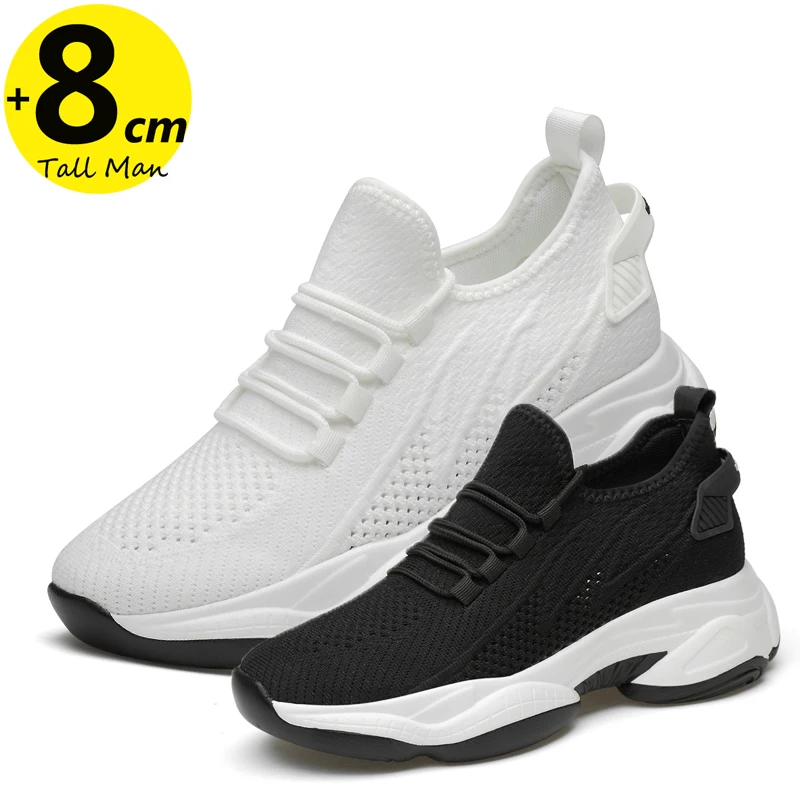 Chunky Sneakers Mesh Men's Elevator Sneakers 6cm 8cm Heel Lift Insole Plus Size36-44