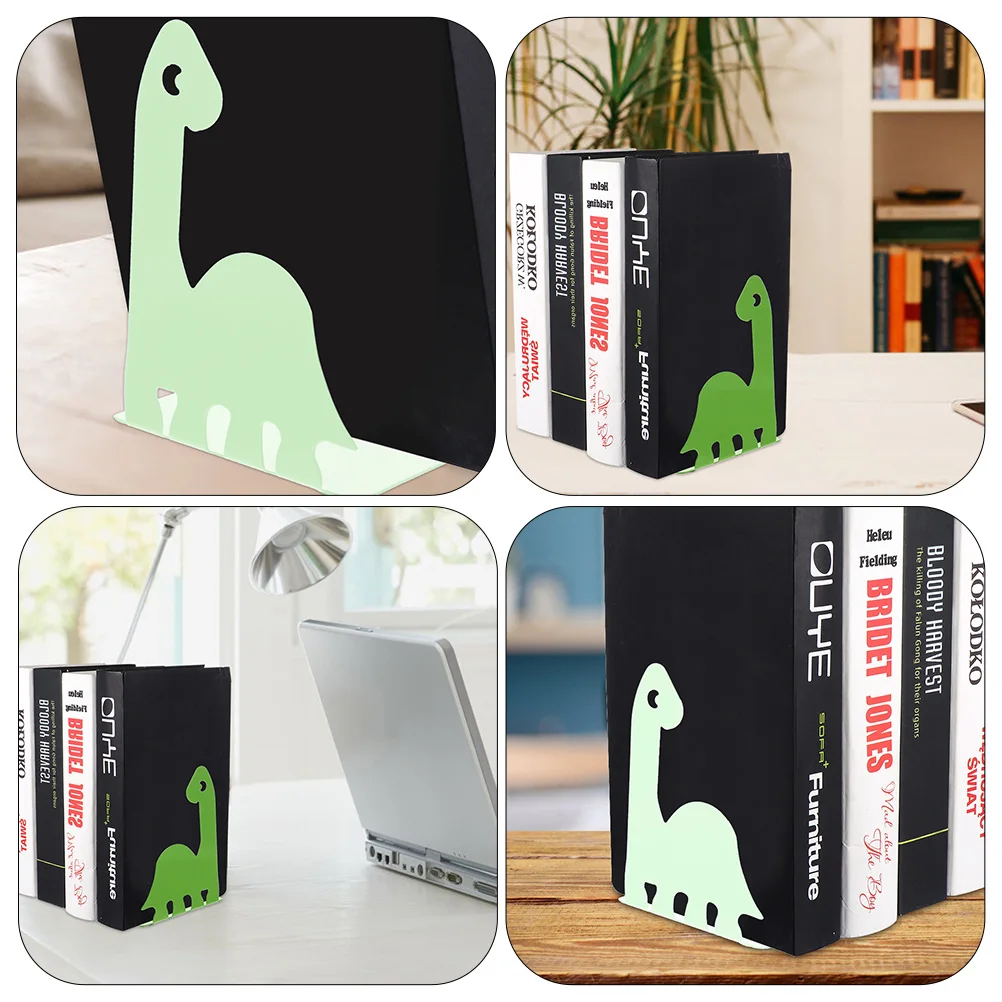 Metal Ends Dinosaur Designed Desktop Book Organizer Strong Book Holder Stand For Home Office Study Room Decoration Files