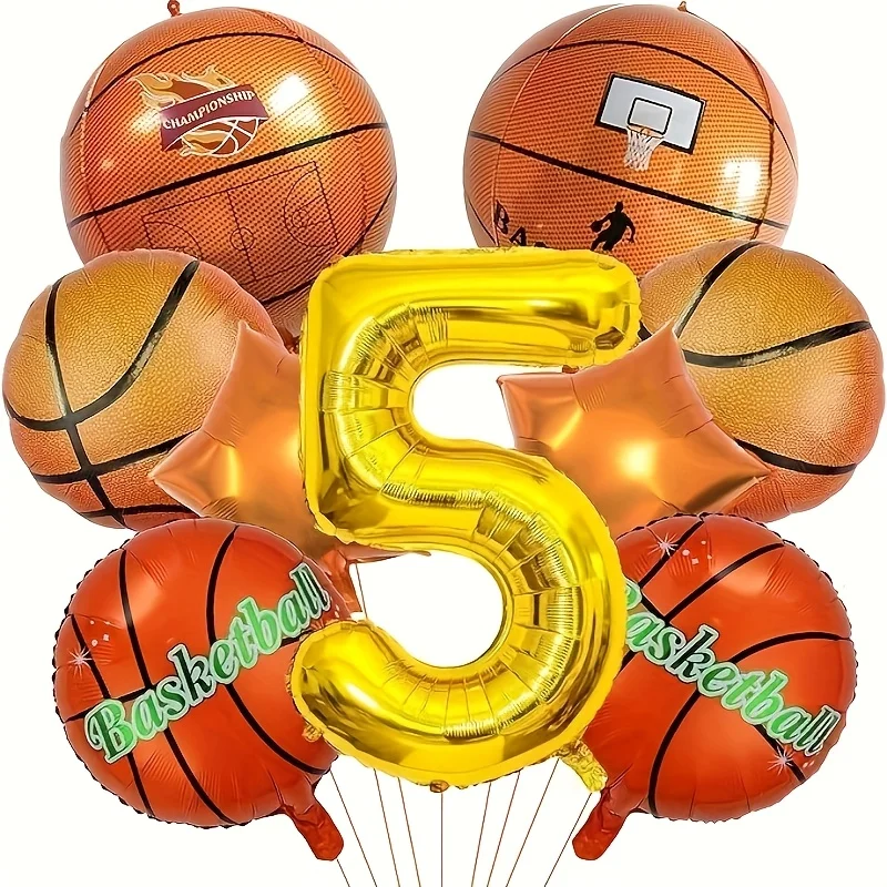 9-teiliges Foto-Requisiten-Set zum Basketball-Themen-Geburtstagsfeier, Geburtstagsdekoration, Themenparty-Dekor, Partyballons, unverzichtbar für Sportfans – Detail 4