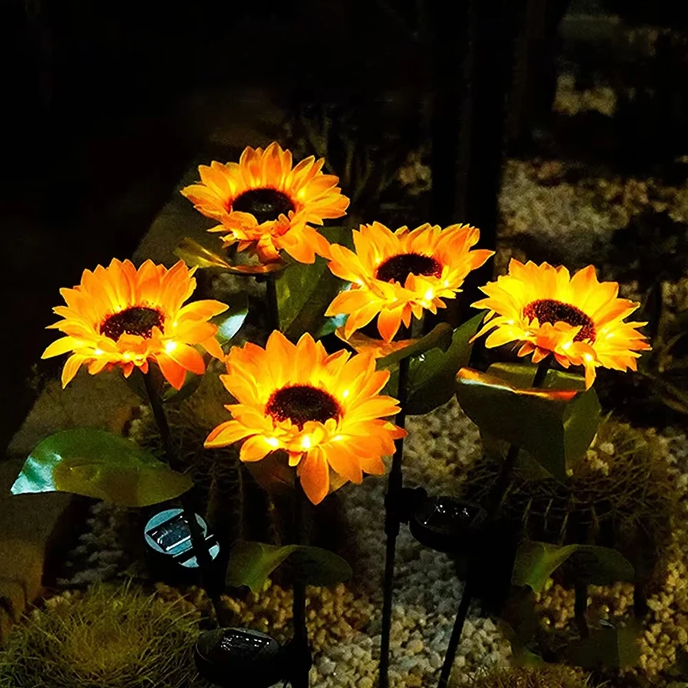 Simulated Outdoor Solar Sunflowers Smart Sense Garden Lights Yard Wedding Christmas Thanksgiving Decor Light LED Lawn Light