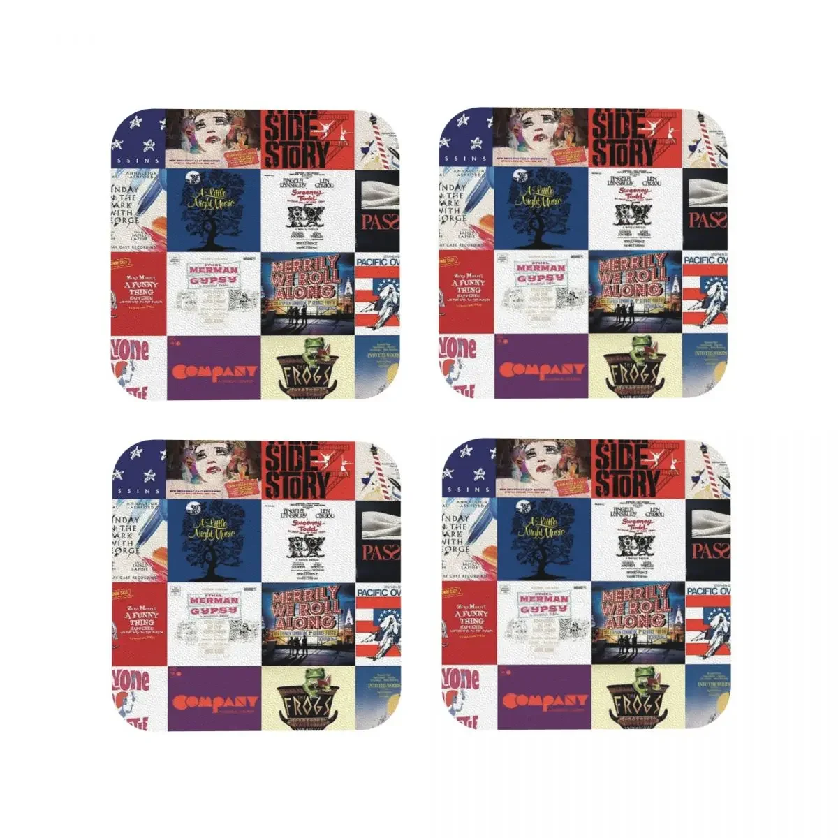 Sondheim Collage Coasters Coffee Mats Set of 4 Placemats Cup Tableware Decoration & Accessories Pads for Home Kitchen Dining Bar