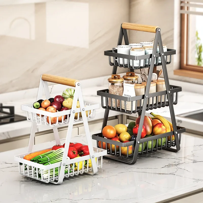 

Multi layer Fruit Basket Portable Kitchen Storage Countertop Shelf Rack for Fruits Vegetables Household Cosmetic Toiletries