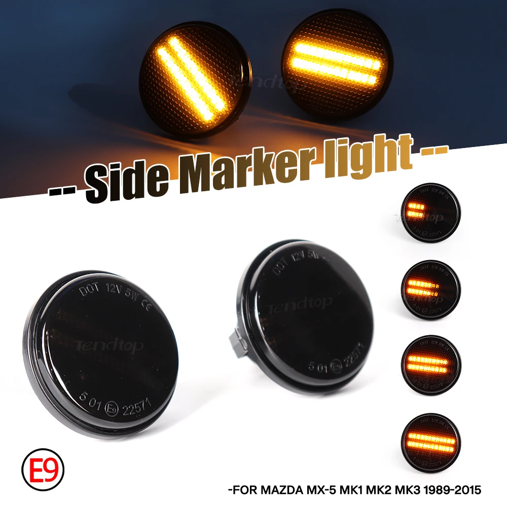 2PCS Turn Signal LED Side Marker Light Repeater Lamp Indicator For Mazda MX5 MX-5 MK1 MK2 MK3 1989 1999 2000-2015