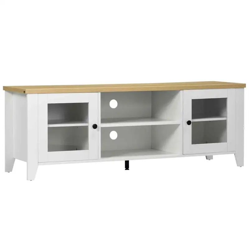 Modern TV Stand and Entertainment Center with Shelves and Cabinets for Flat Screen TVs up to 60 Inches for Bedroom and Living