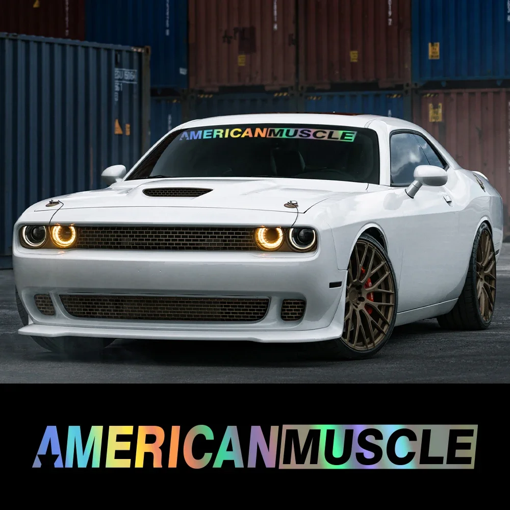 1Pcs Holographic Vinyl American Muscle Car Sticker Front Windshield Decal Waterproof Sport Auto Exterior Styling Accessories 2