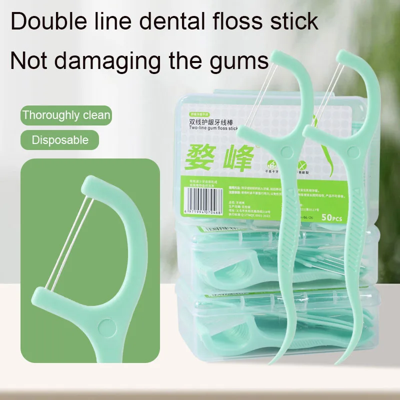 Doppia Linea Filo Interdentale Menta Arco Usa E Getta Design Portatile Pulizia Orale Stuzzicadenti Filo Interdentale Pick Carry-on Denti Per Adulti Igiene Orale