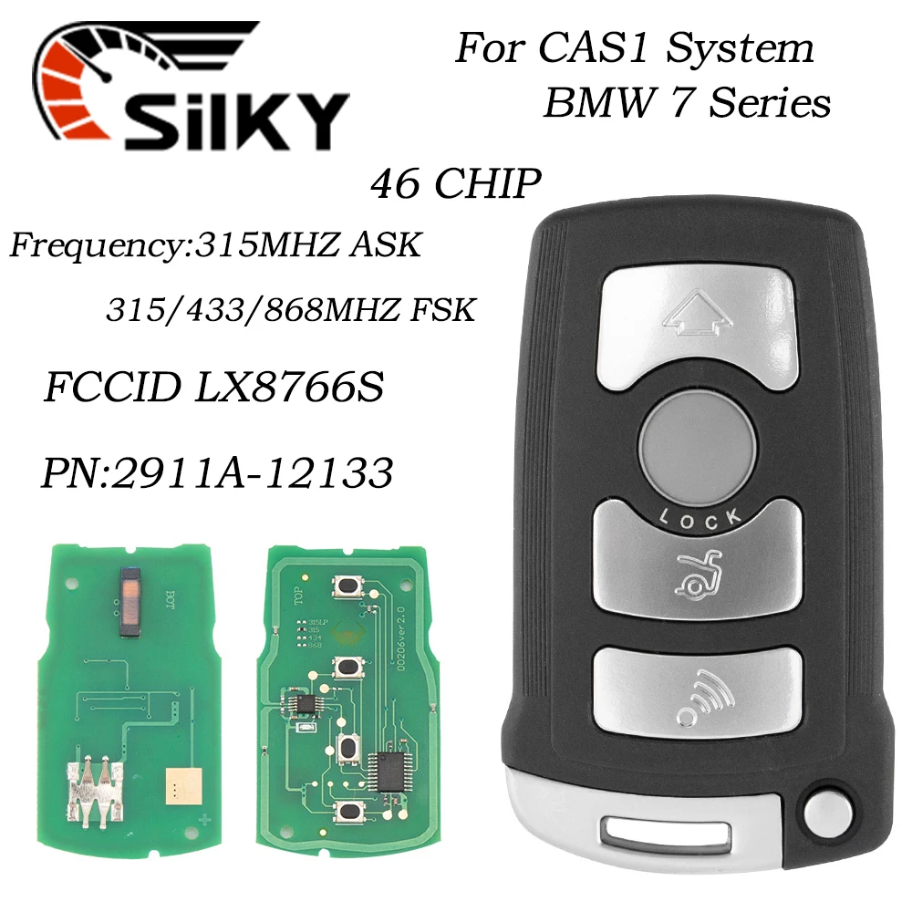 

SilKY 4 кнопки дистанционного брелок 315/315LP/433 МГц/868 МГц для BMW 7 серии E65 E66 с чипом ID46 7945 CAS1 System HU92 UNCUT