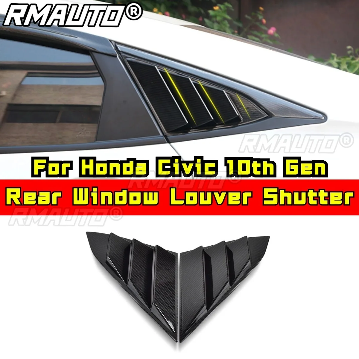 Car Side Rear Window Louver Shutter Cover Body Kit For Honda Civic 10th Gen Car Accessories